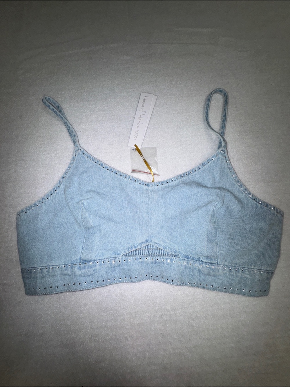 House of Harlow 1960 Light Blue Denim Bralette/crop top
